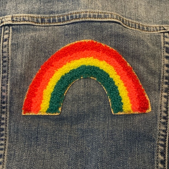Crewcuts Girls Blue Denim Jacket With Rainbow Size 4-5 - Picture 6 of 6